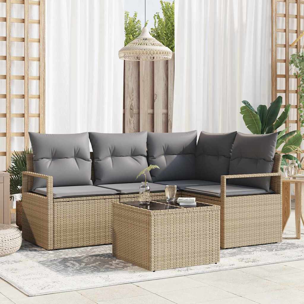 Set di divani 5 pz Beige polyrattan