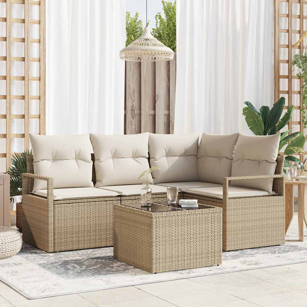 Set di divani 5 pz Beige polyrattan