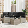 Set di divani 5 pz Grigio chiaro polyrattan