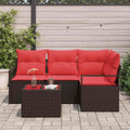 Set di divani 5 pz Marrone polyrattan