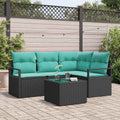 Set di divani 5 pz Nero polyrattan
