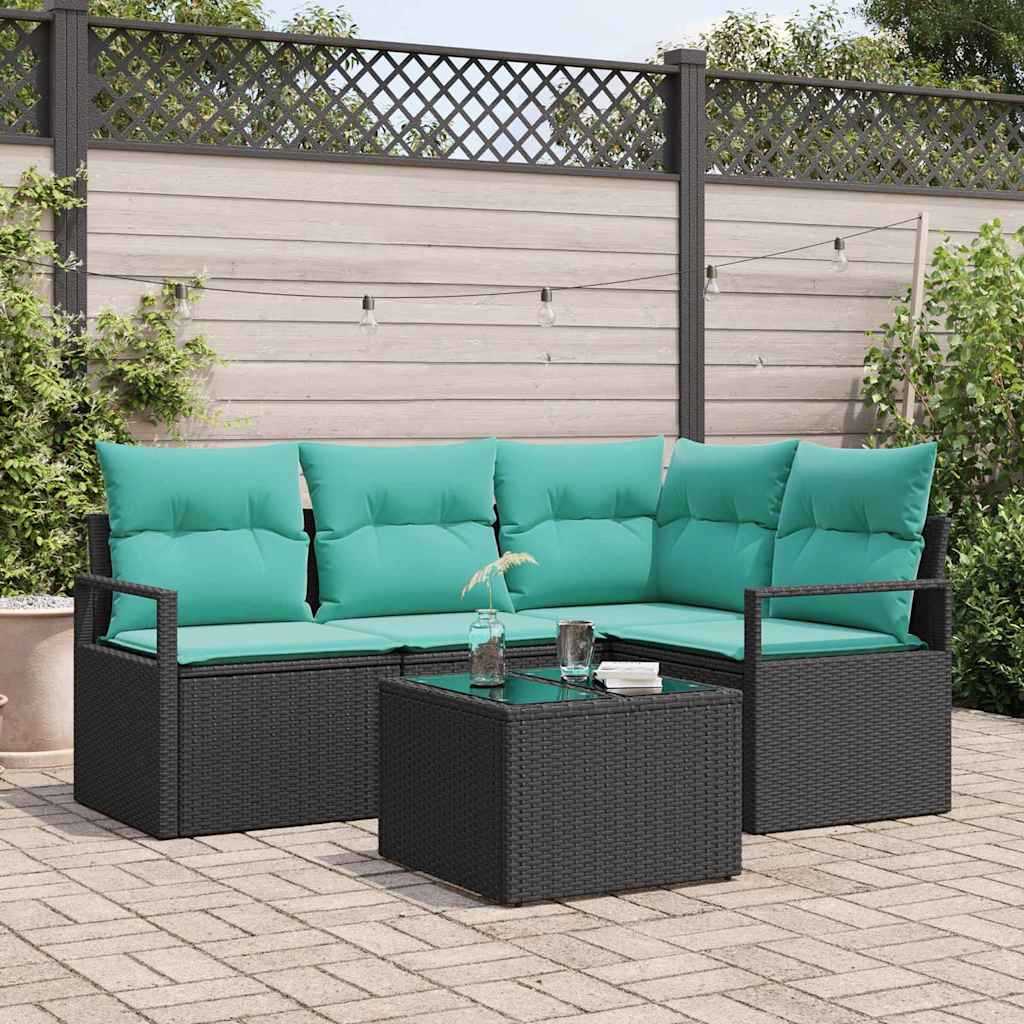 Set di divani 5 pz Nero polyrattan