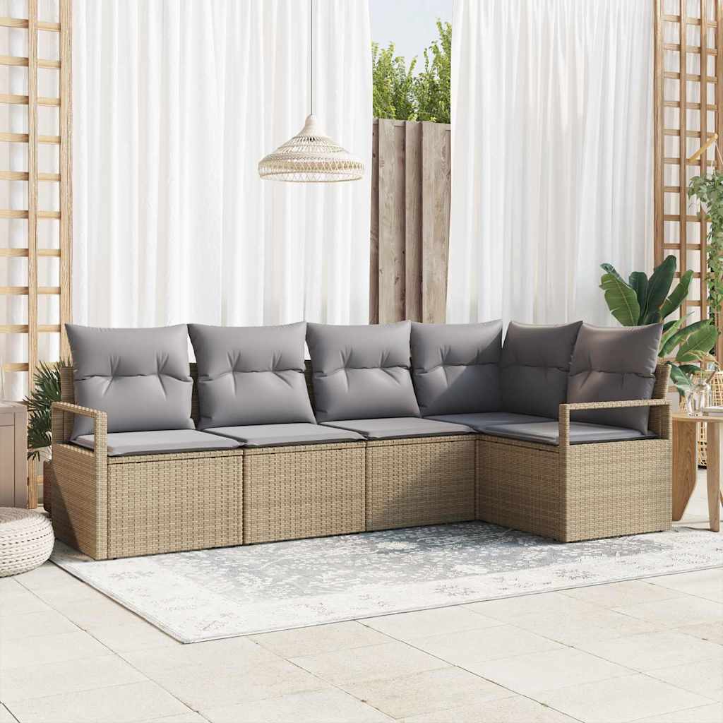 Set di divani 5 pz Beige polyrattan