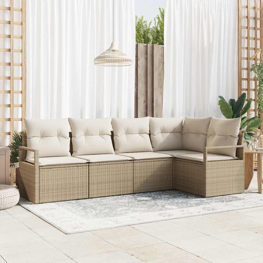 Set di divani 5 pz Beige polyrattan