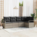 Set di divani 5 pz Grigio chiaro polyrattan