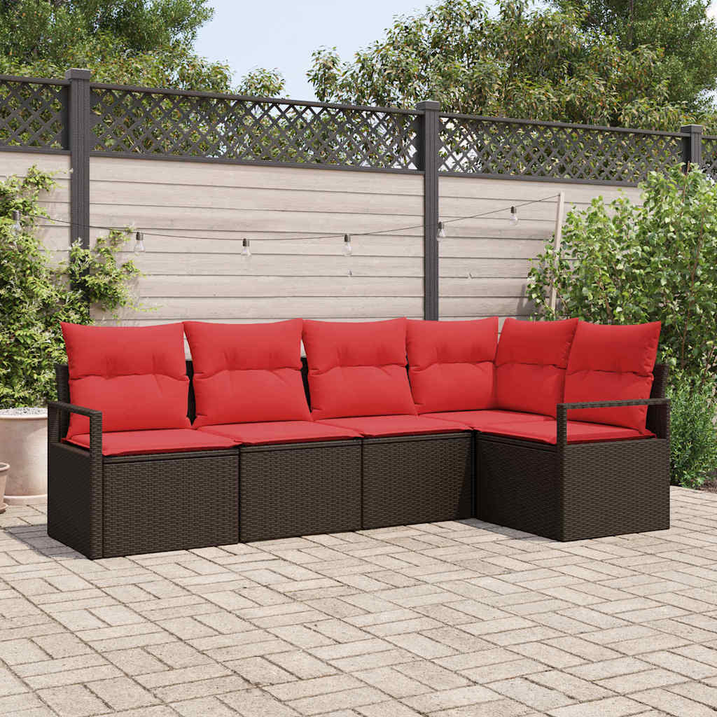 Set di divani 5 pz Marrone polyrattan
