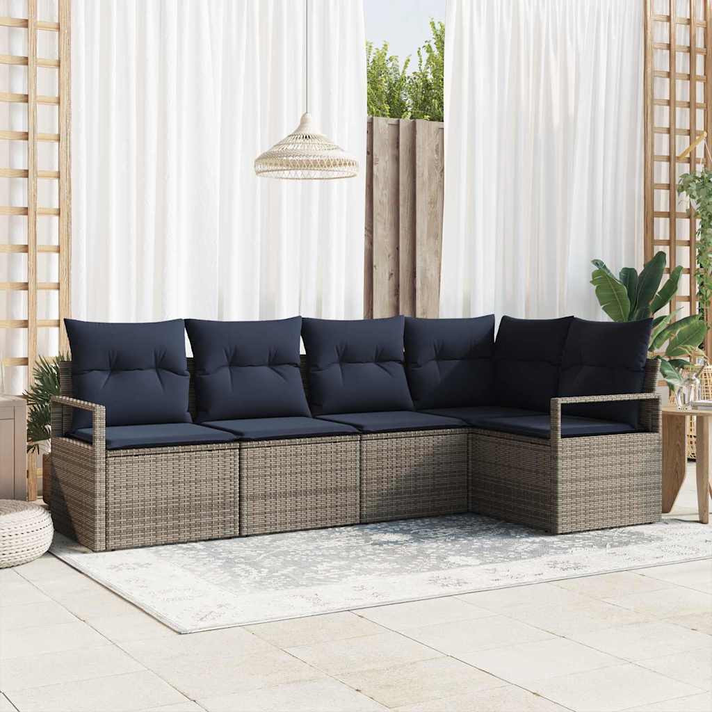 Set di divani 5 pz Grigio polyrattan