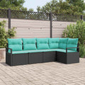 Set di divani 5 pz Nero polyrattan