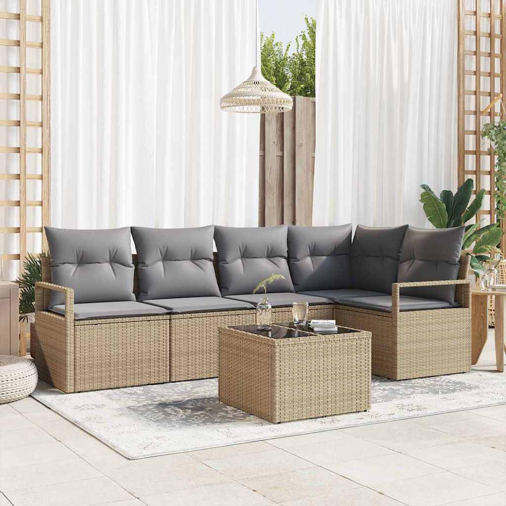Set di divani 6 pz Beige polyrattan