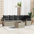 Set di divani 6 pz Grigio chiaro polyrattan