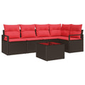 Set di divani 6 pz Marrone polyrattan