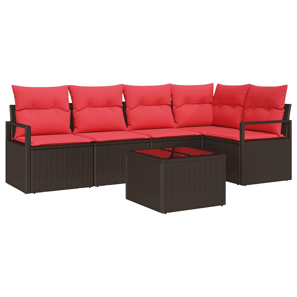 Set di divani 6 pz Marrone polyrattan