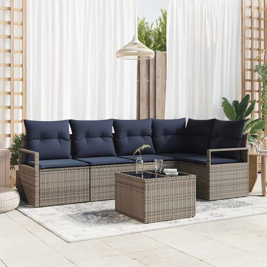 Set di divani 6 pcs Grigio polyrattan