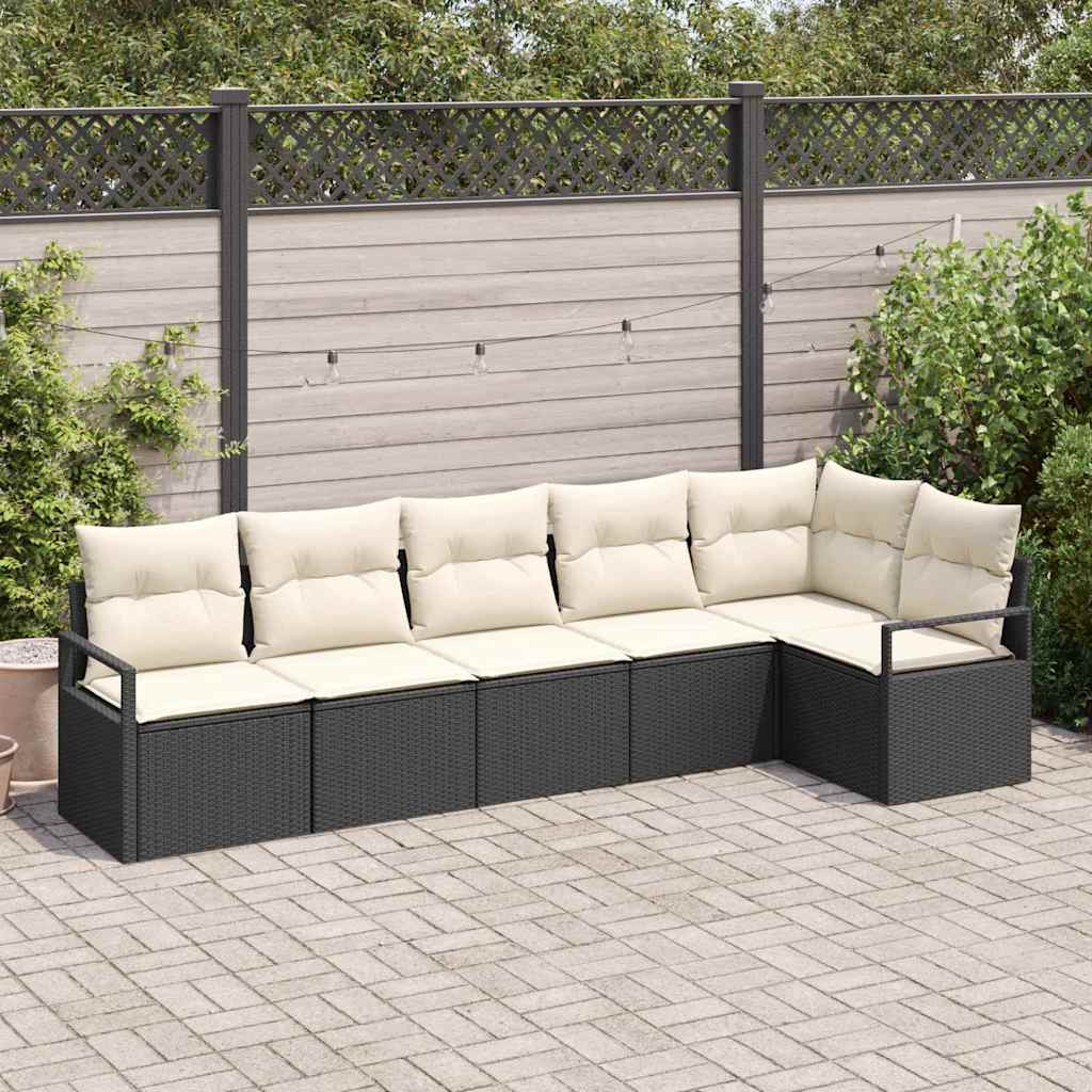Set di divani 6 pz Nero polyrattan