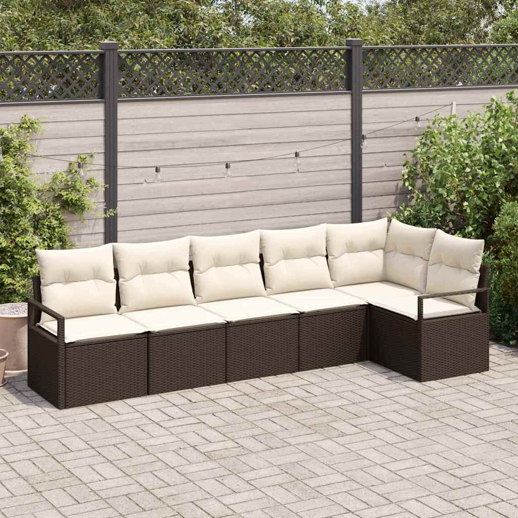Set di divani 6 pz Marrone polyrattan