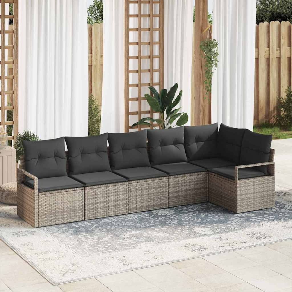 Set di divani 6 pz Grigio polyrattan