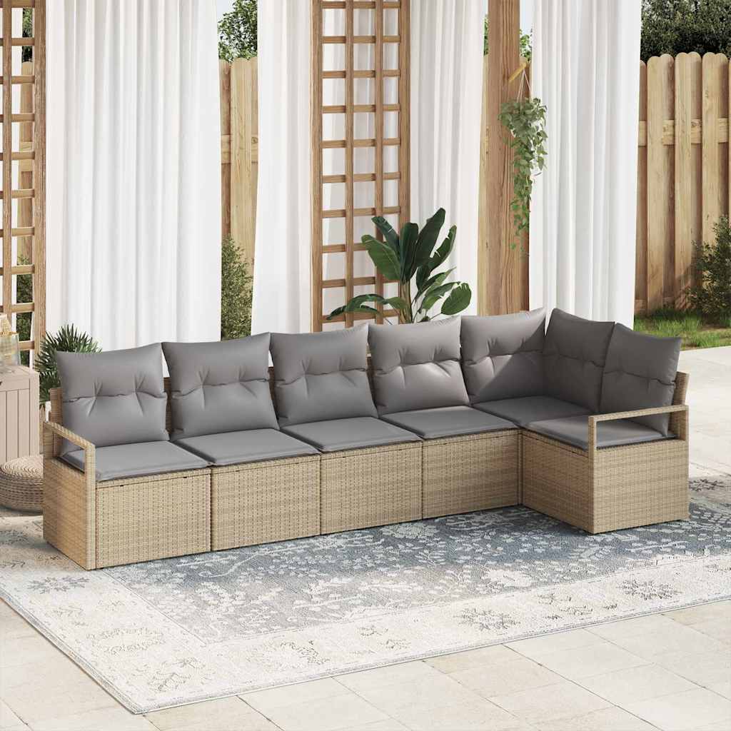 Set di divani 6 pz Beige polyrattan