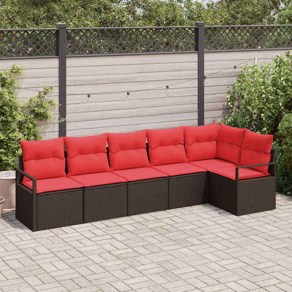 Set di divani 6 pcs Marrone polyrattan