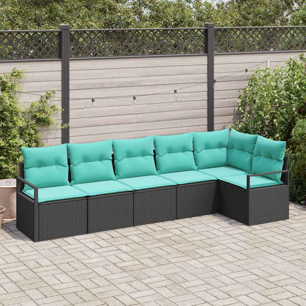 Set di divani 6 pcs Nero polyrattan