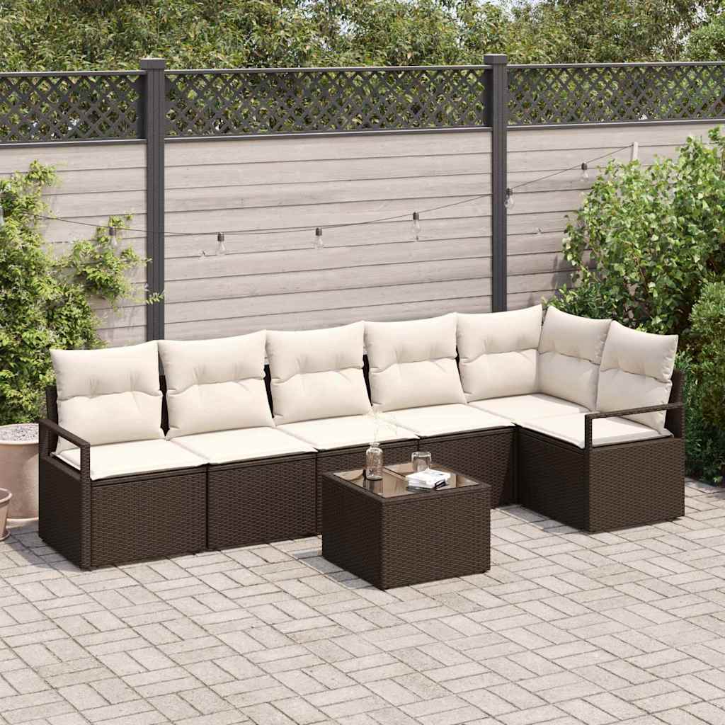Set di divani 7 pz Marrone polyrattan