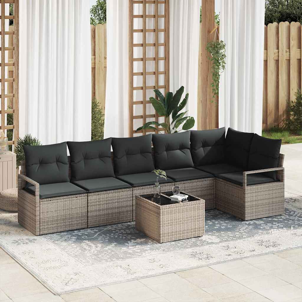 Set di divani 7 pz Grigio polyrattan