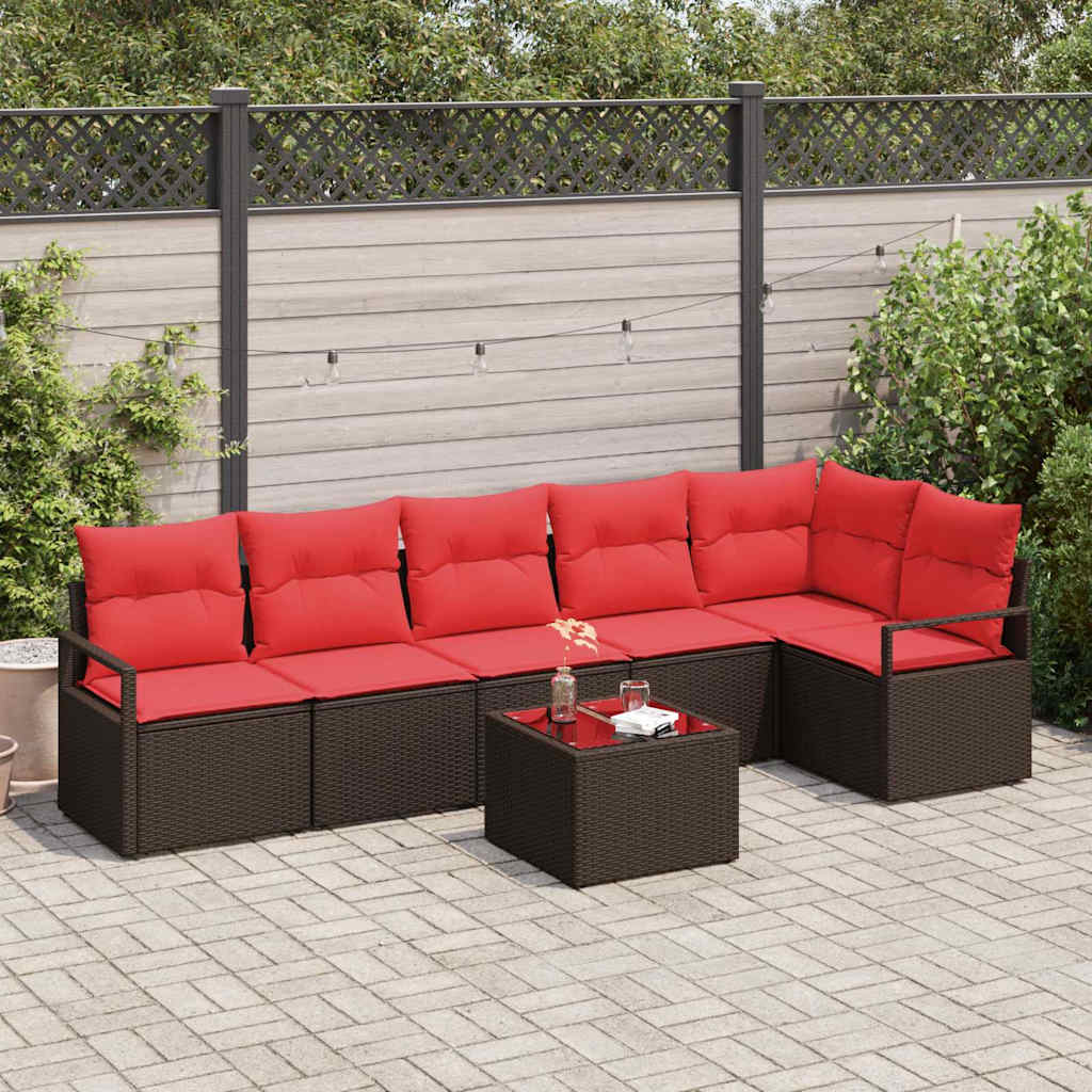 Set di divani 7 pz Marrone polyrattan