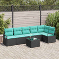 Set di divani 7 pz Nero polyrattan