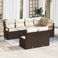 Set di divani 7 pz Marrone polyrattan
