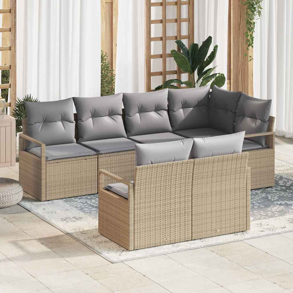 Set di divani 7 pz Beige polyrattan