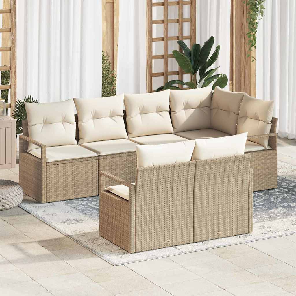 Set di divani 7 pz Beige polyrattan