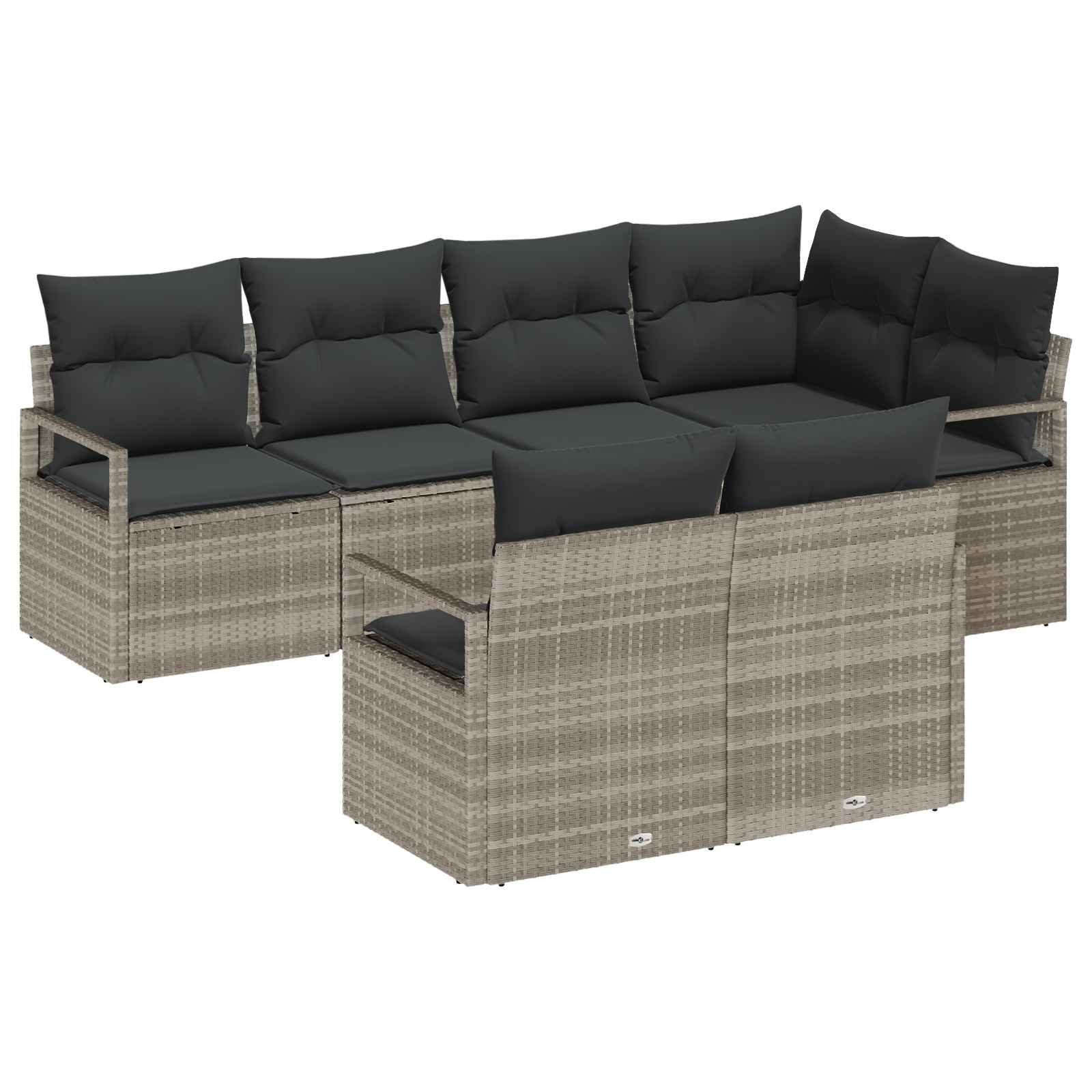 Set di divani 7 pz Grigio chiaro polyrattan