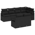 Set di divani 7 pz Nero polyrattan