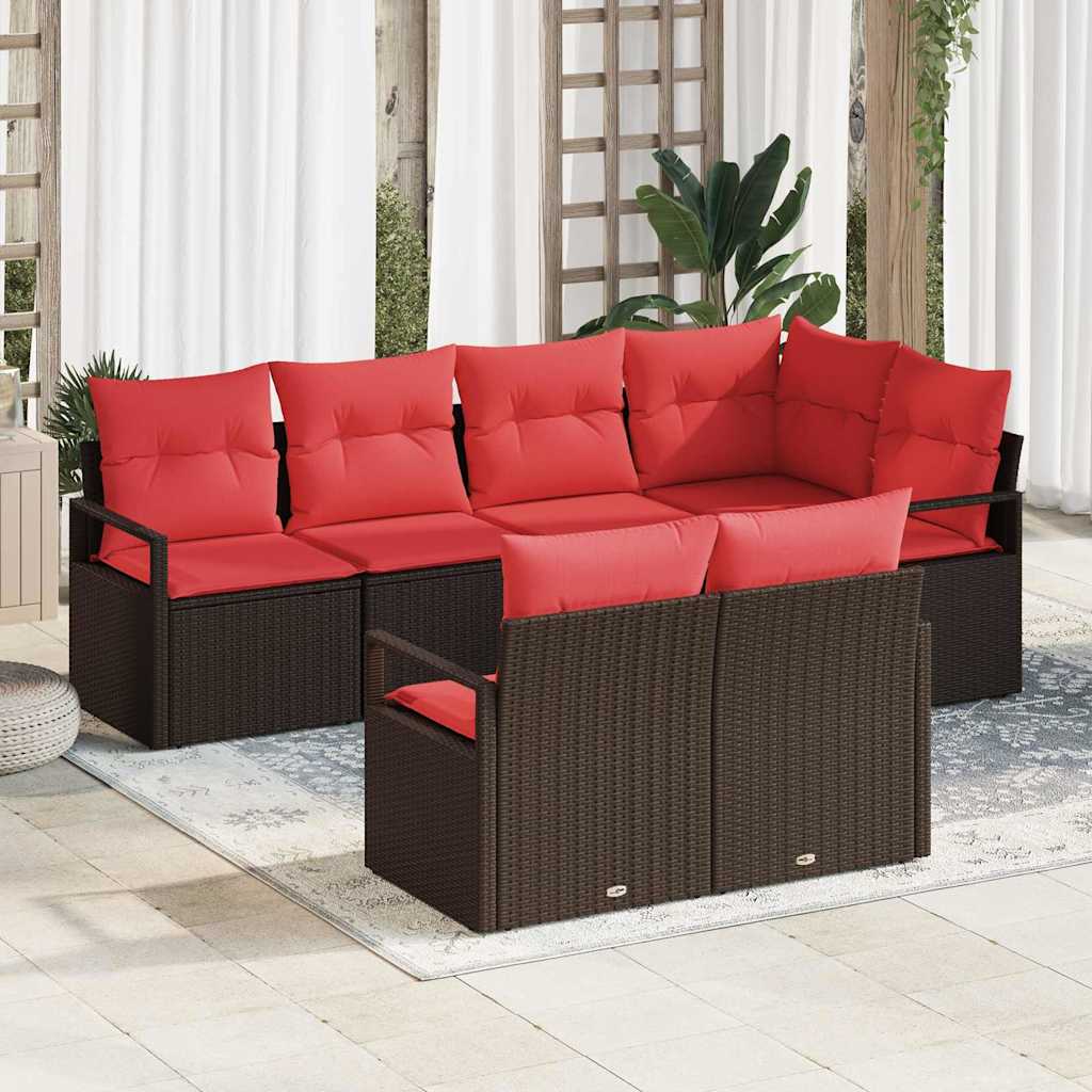 Set di divani 7 pz Marrone polyrattan