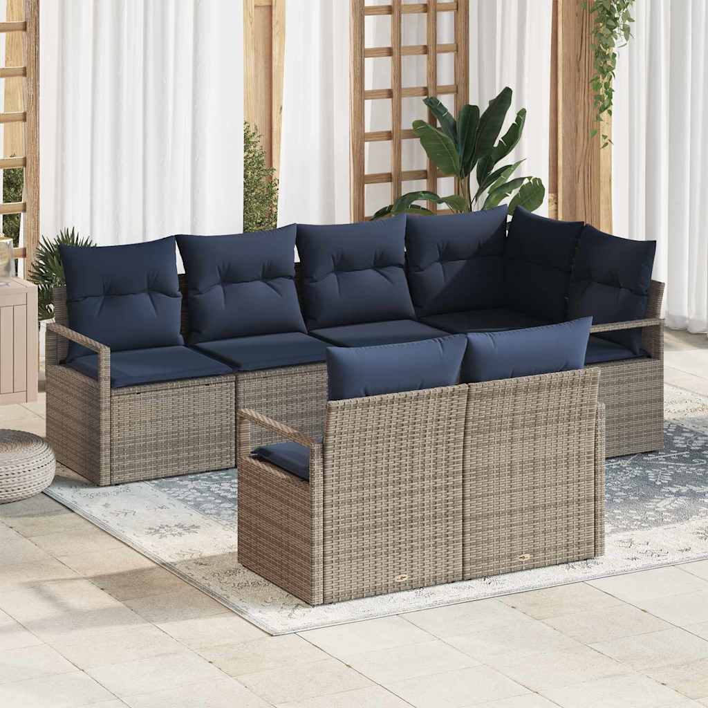 Set di divani 7 pz Grigio polyrattan