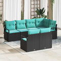 Set di divani 7 pz Nero polyrattan