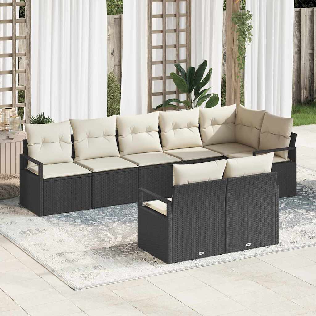 Set di divani 8 pz Nero polyrattan