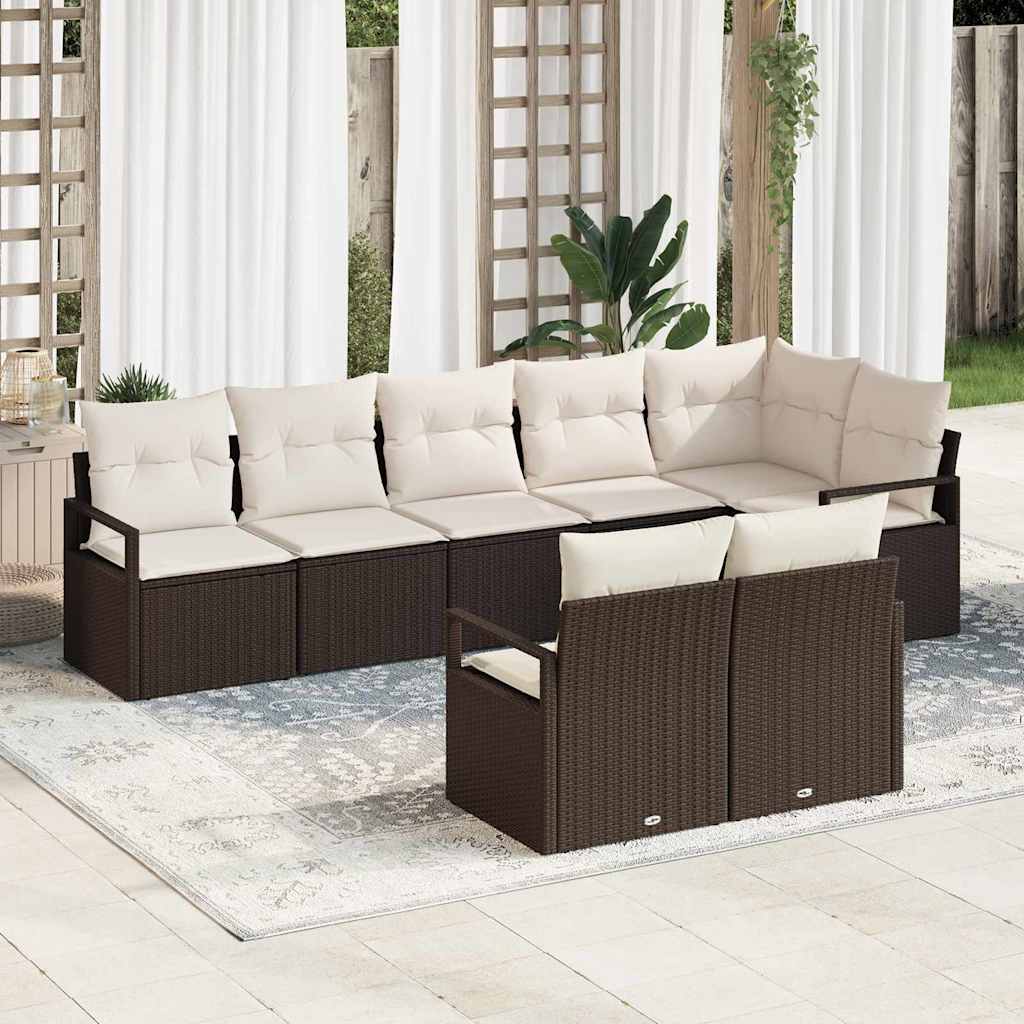 Set di divani 8 pz Marrone polyrattan