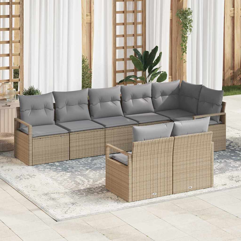 Set di divani 8 pz Beige polyrattan