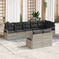 Set di divani 8 pz Grigio chiaro polyrattan