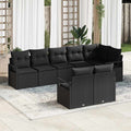 Set di divani 8 pz Nero polyrattan