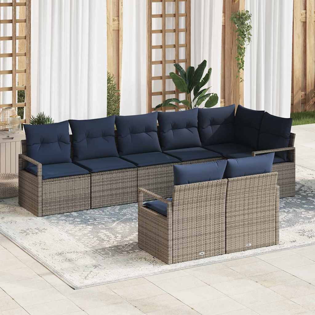 Set di divani 8 pz Grigio polyrattan