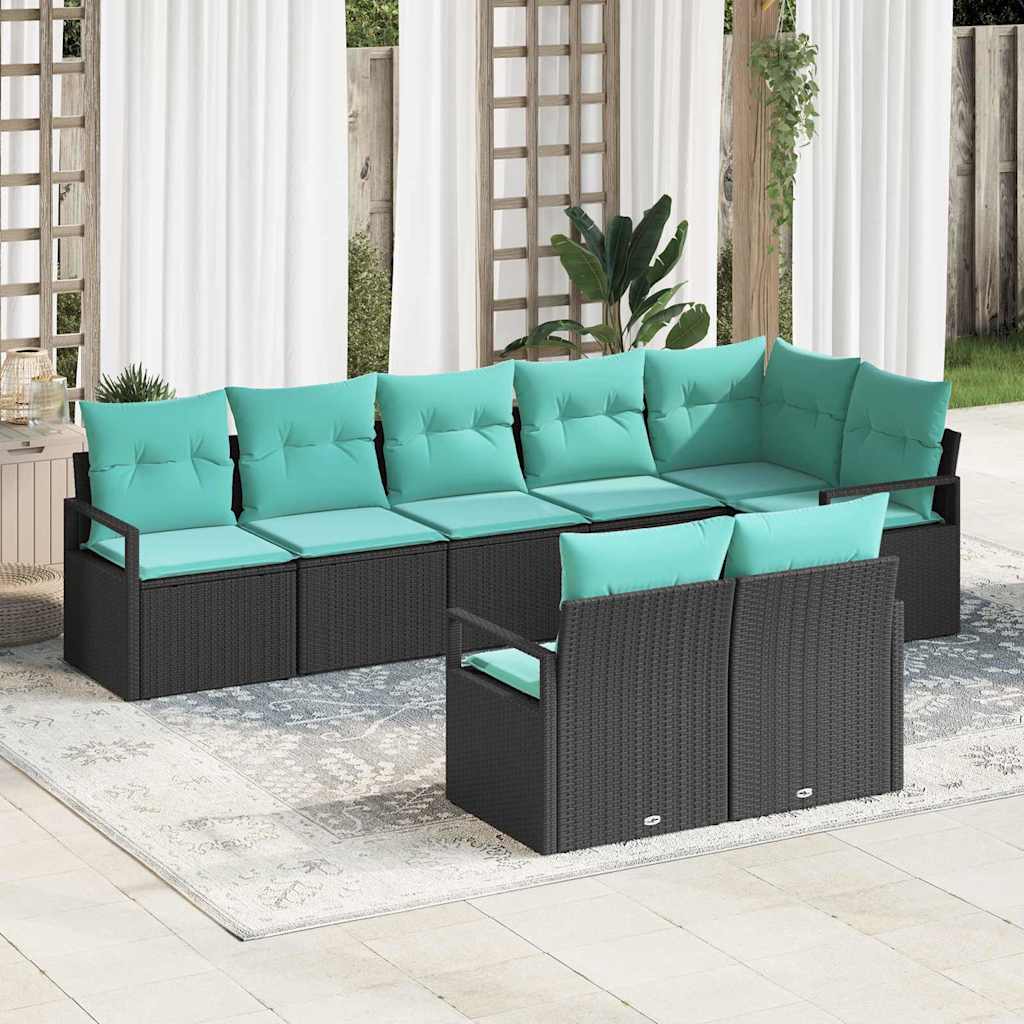 Set di divani 8 pz Nero polyrattan