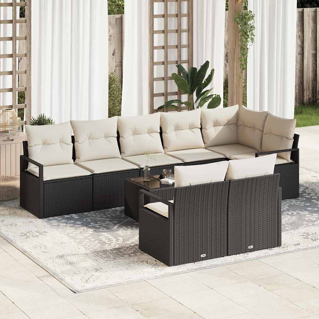 Set di divani 9 pz Nero polyrattan