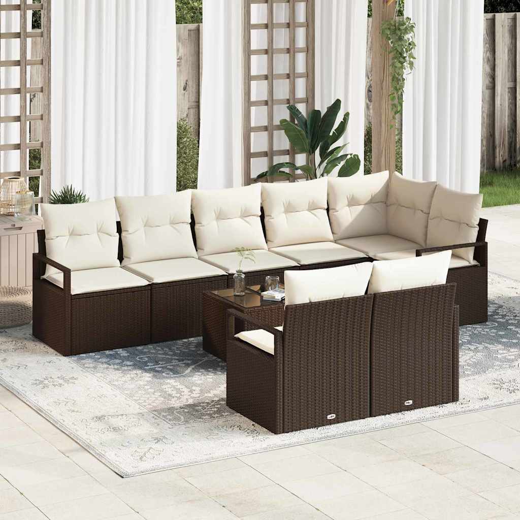 Set di divani 9 pz Marrone polyrattan
