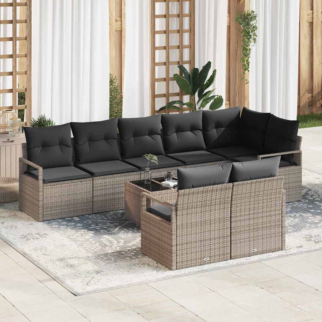 Set di divani 9 pz Grigio polyrattan