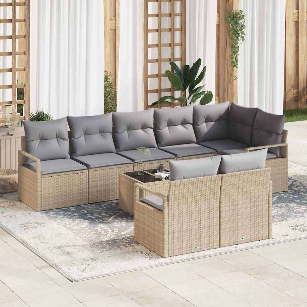 Set di divani 9 pz Beige polyrattan