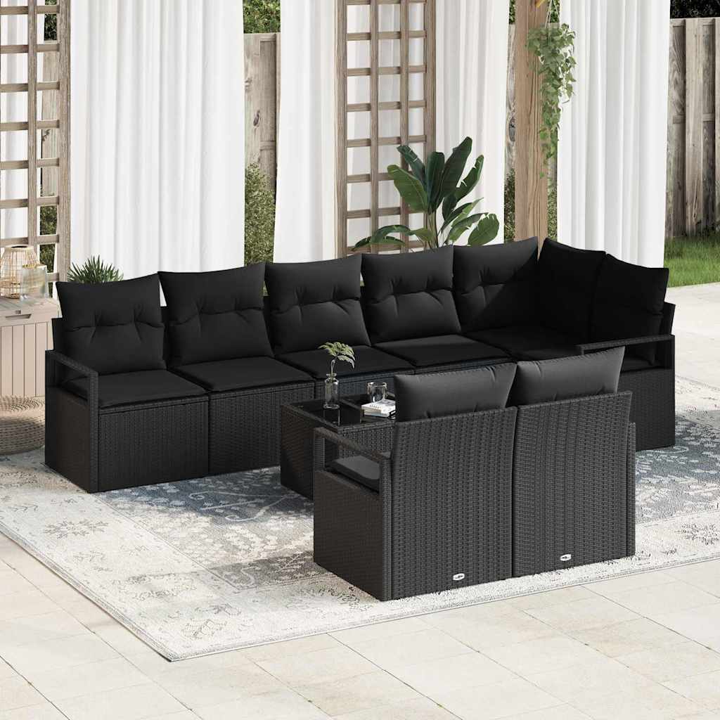 Set di divani 9 pz Nero polyrattan