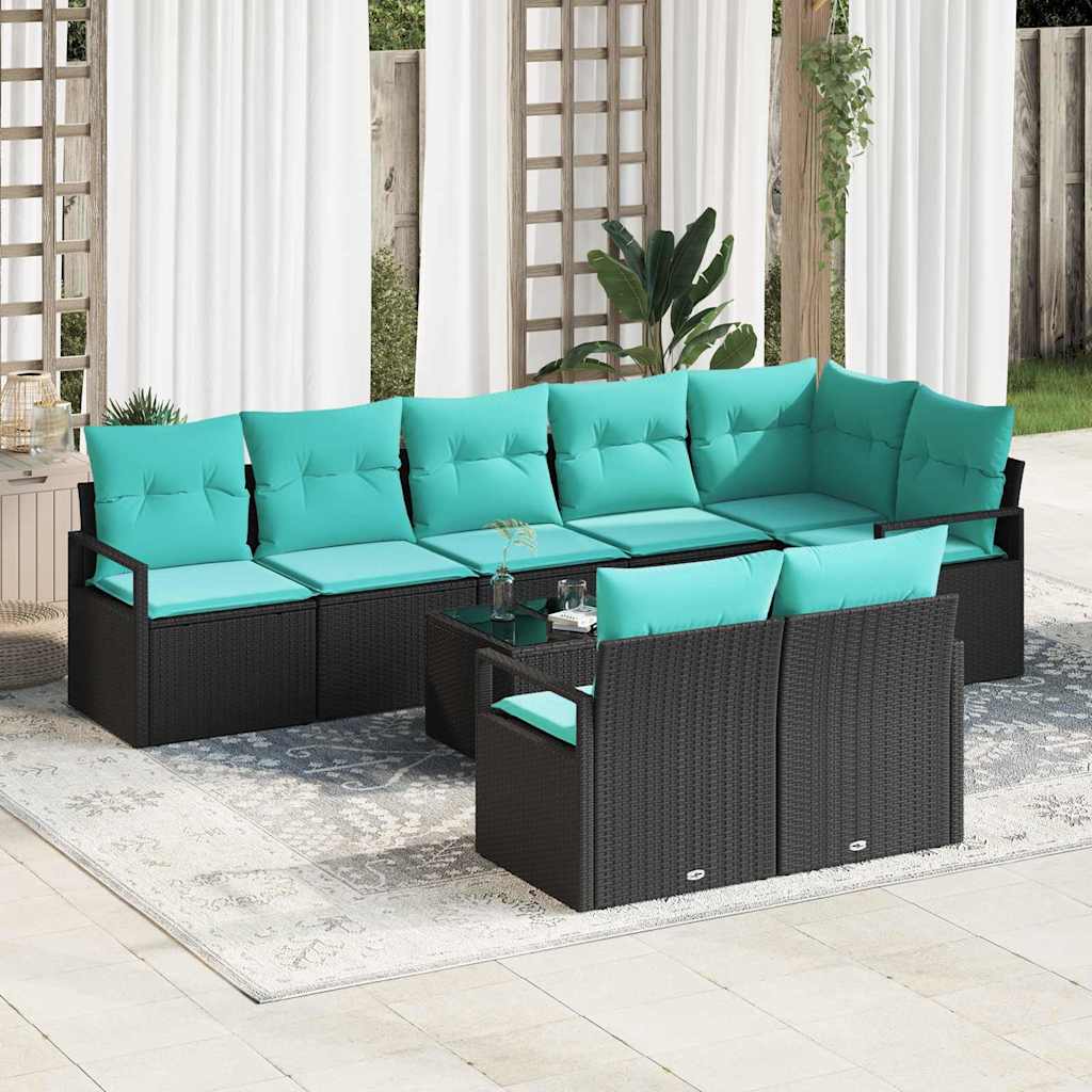Set di divani 9 pz Nero polyrattan