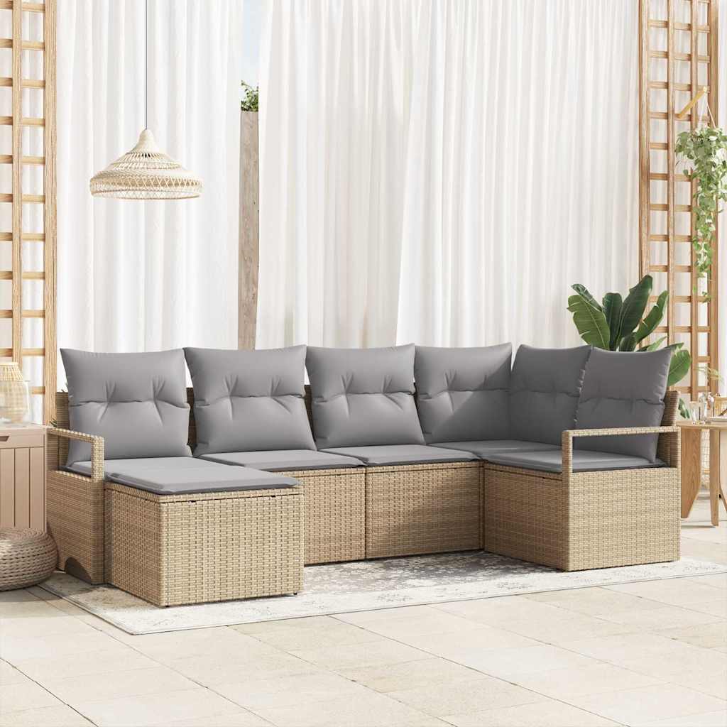 Set di divani 6 pz Beige polyrattan