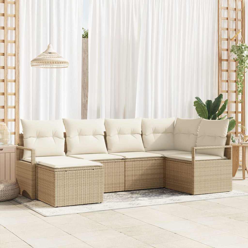Set di divani 6 pz Beige polyrattan